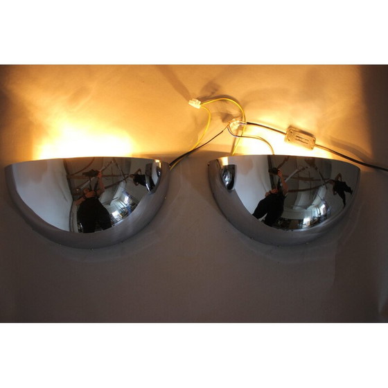Image 1 of Coppia di lampade da parete cromate vintage Bauhaus, Cecoslovacchia 1930