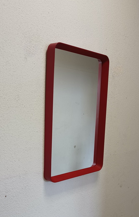 Image 1 of Red rectangular sixties mirror