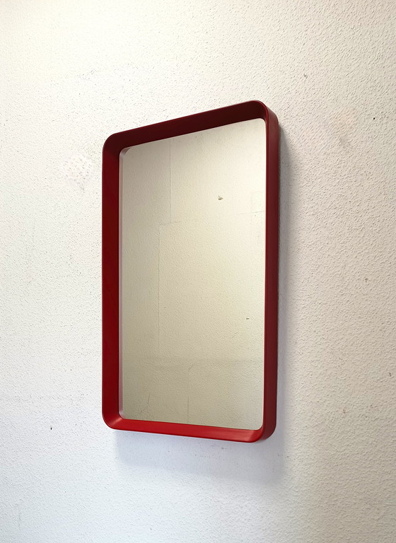 Image 1 of Red rectangular sixties mirror