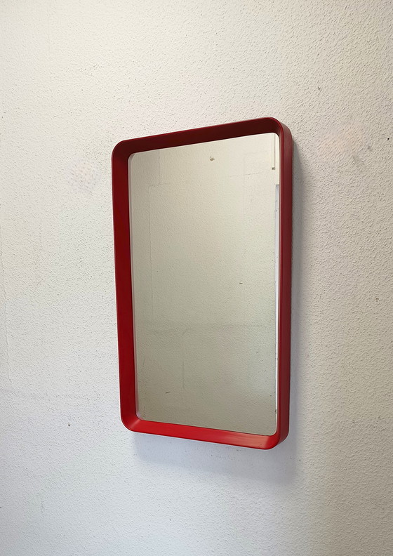 Image 1 of Red rectangular sixties mirror