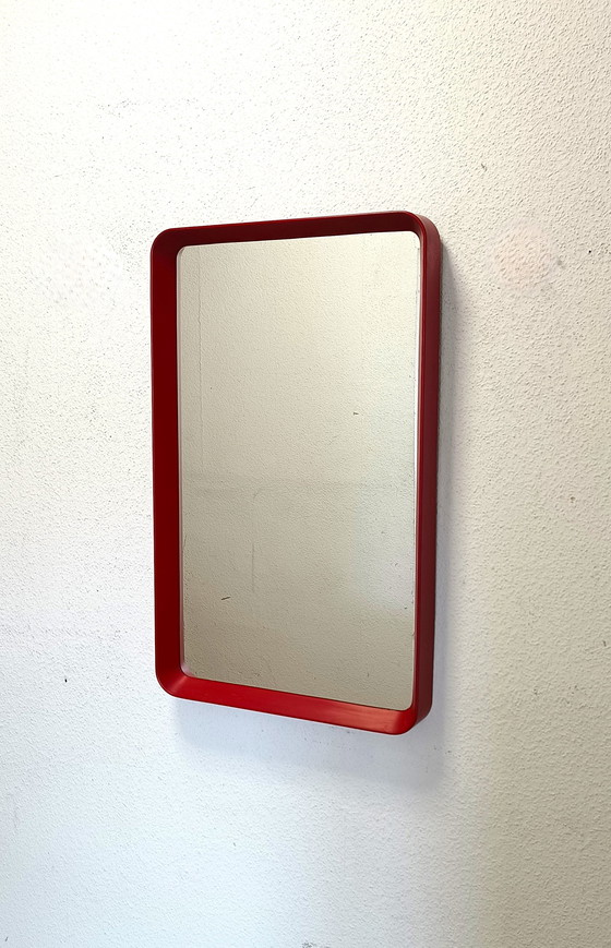 Image 1 of Red rectangular sixties mirror