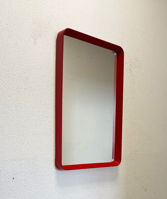 Image 1 of Red rectangular sixties mirror