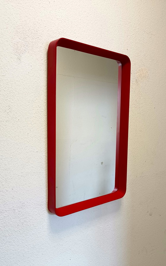 Image 1 of Red rectangular sixties mirror