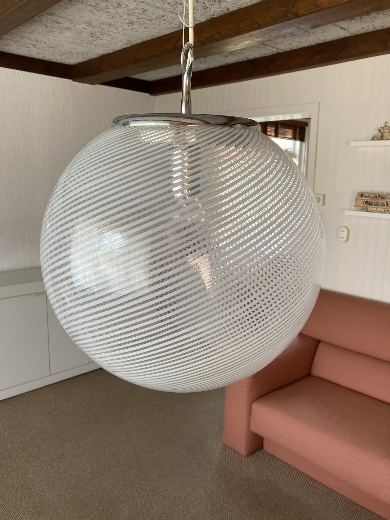 Lampe suspendue en verre vintage