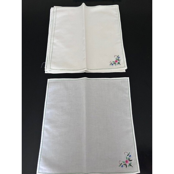 Image 1 of Vintage hand embroidered and openwork tablecloth and napkins, 1950