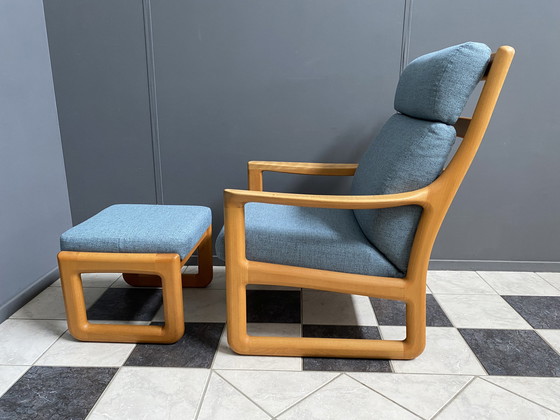 Image 1 of Johannes Andersen highback chair with hocker for Silkeborg Denmark