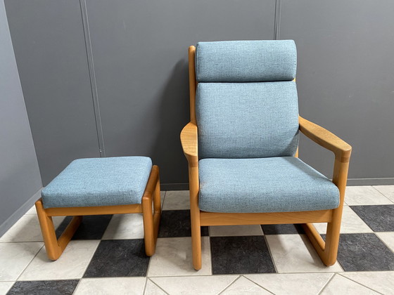 Image 1 of Chaise à dossier haut Johannes Andersen avec hocker pour Silkeborg Danemark