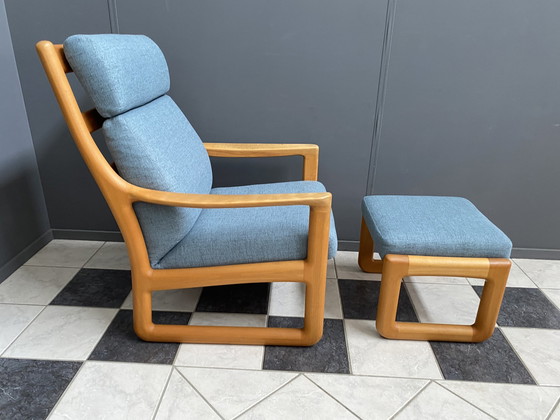 Image 1 of Johannes Andersen highback chair with hocker for Silkeborg Denmark