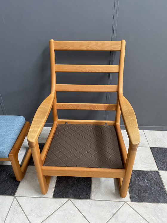 Image 1 of Johannes Andersen highback chair with hocker for Silkeborg Denmark