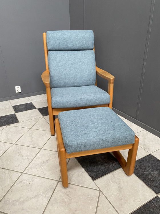 Image 1 of Johannes Andersen highback chair with hocker for Silkeborg Denmark