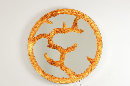 Semi-precious Stone Mirror Circular Shape. The work of a fine craftsman.