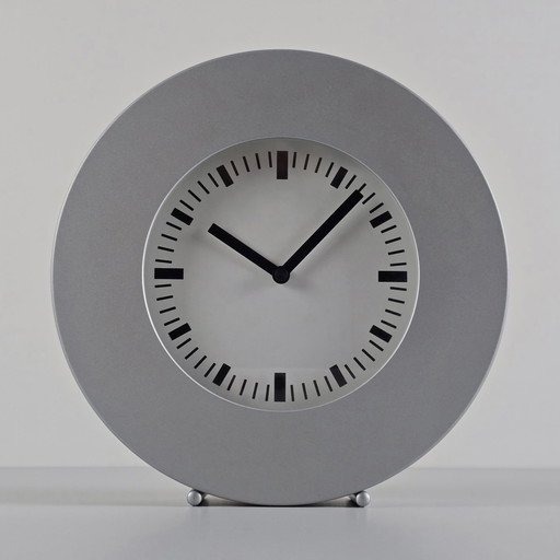 Y2K Design - Vintage Ikea Klunsa Aluminium Wall & Table Clock - Designed By Mikael Warnhammar, 2001.