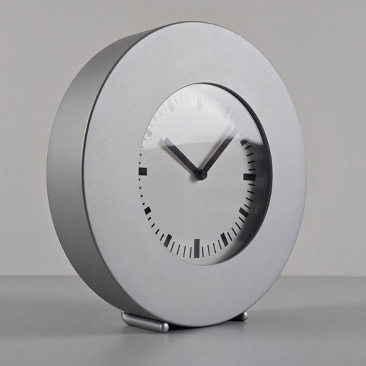 Y2K Design - Vintage Ikea Klunsa Aluminium Wall & Table Clock - Designed By Mikael Warnhammar, 2001.