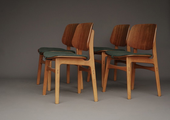 Image 1 of Model 155 shell chairs by Børge Mogensen for Søborg Mobelfabrik. 1950s