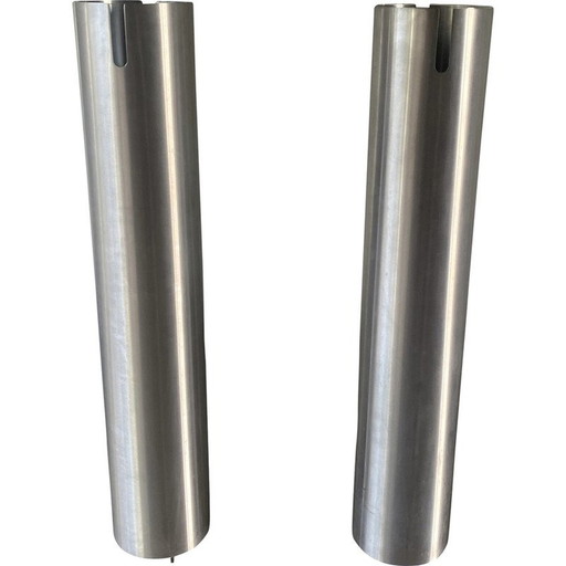 Pair of vintage "Acquarius" floor lamps in brushed metal and glass by Filippo dell'Orto for Palluco, Italy