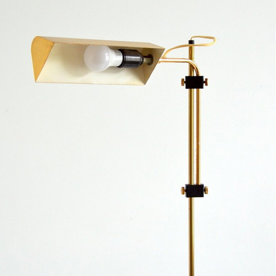 Image 1 of Vintage orientable and adjustable floor lamp in golden brass, 1970