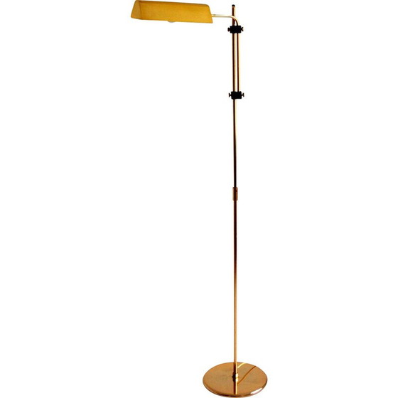 Image 1 of Vintage orientable and adjustable floor lamp in golden brass, 1970