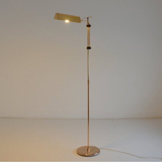 Image 1 of Vintage orientable and adjustable floor lamp in golden brass, 1970