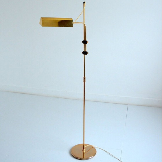 Image 1 of Vintage orientable and adjustable floor lamp in golden brass, 1970