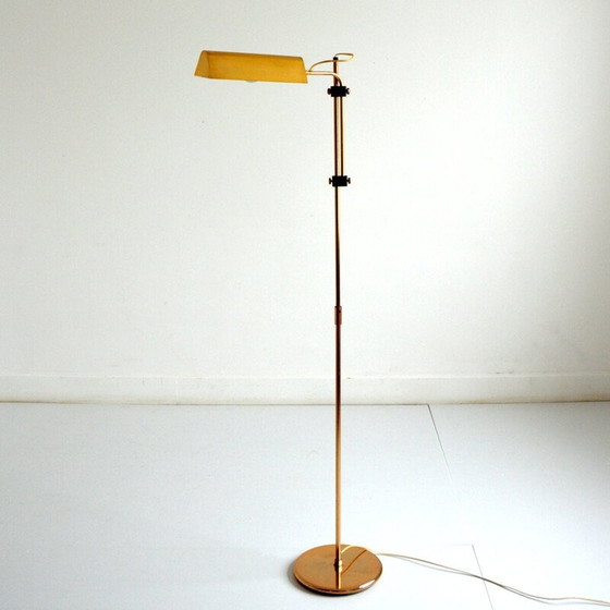 Image 1 of Vintage orientable and adjustable floor lamp in golden brass, 1970