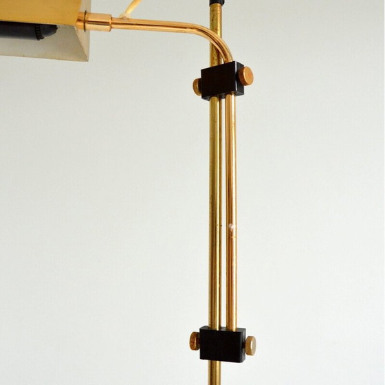Image 1 of Vintage orientable and adjustable floor lamp in golden brass, 1970