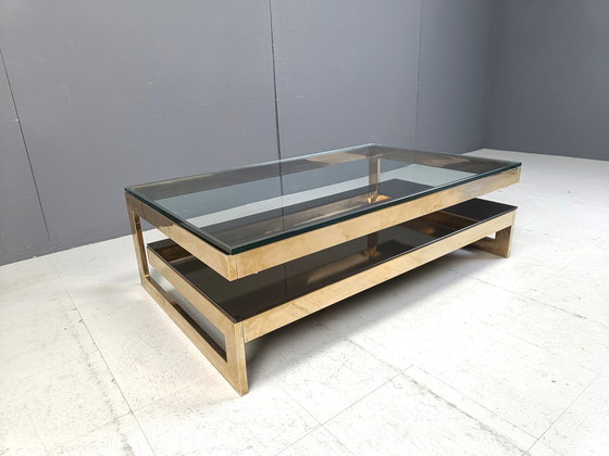 Image 1 of Vintage Two Tier Belgochrom 23Kt Coffee Table, 1970S