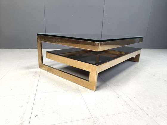 Image 1 of Vintage Two Tier Belgochrom 23Kt Coffee Table, 1970S