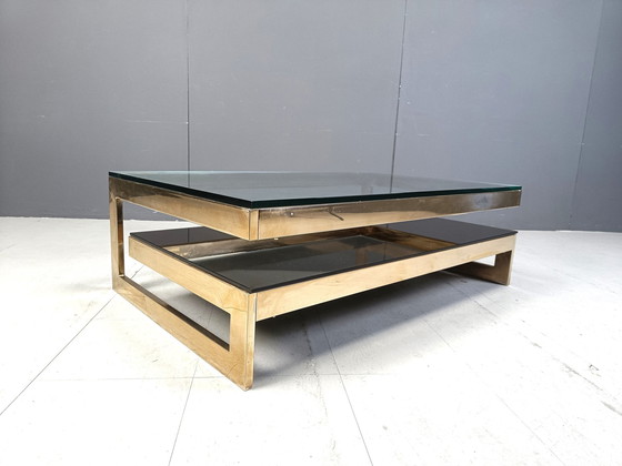 Image 1 of Vintage Two Tier Belgochrom 23Kt Coffee Table, 1970S