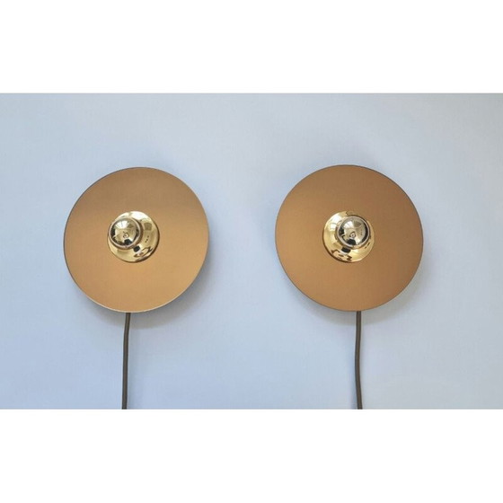 Image 1 of Pair of vintage eglo sconces in mirror, Austria 1980