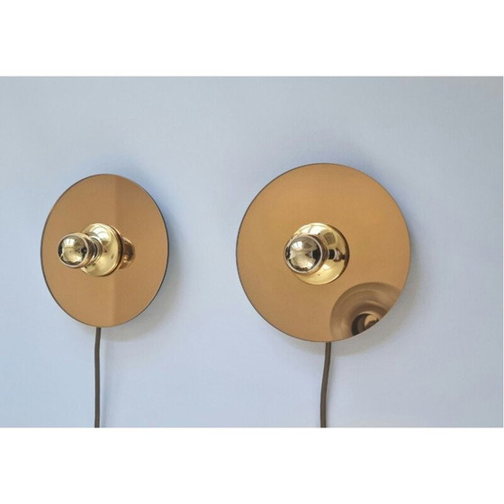Image 1 of Pair of vintage eglo sconces in mirror, Austria 1980