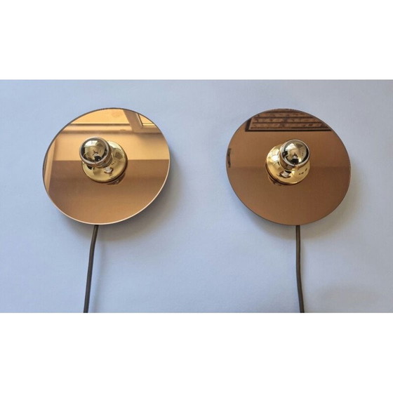 Image 1 of Pair of vintage eglo sconces in mirror, Austria 1980