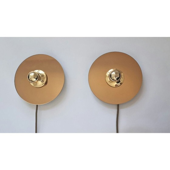 Image 1 of Pair of vintage eglo sconces in mirror, Austria 1980
