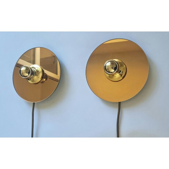 Image 1 of Pair of vintage eglo sconces in mirror, Austria 1980