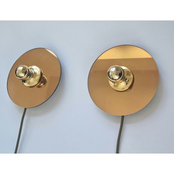 Image 1 of Pair of vintage eglo sconces in mirror, Austria 1980