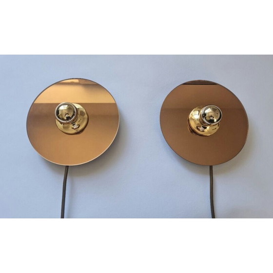 Image 1 of Pair of vintage eglo sconces in mirror, Austria 1980