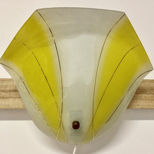 Yellow Glass Wall Light Scandinavian Design 1950.