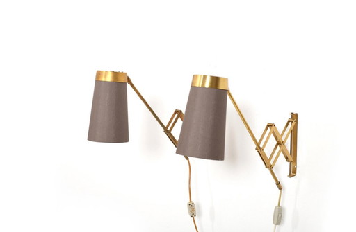 Brass Wall Lamps by Th. Valentiner for Poul Dinesesen, 1950s, Set of 2