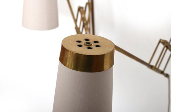 Image 1 of Brass Wall Lamps by Th. Valentiner for Poul Dinesesen, 1950s, Set of 2