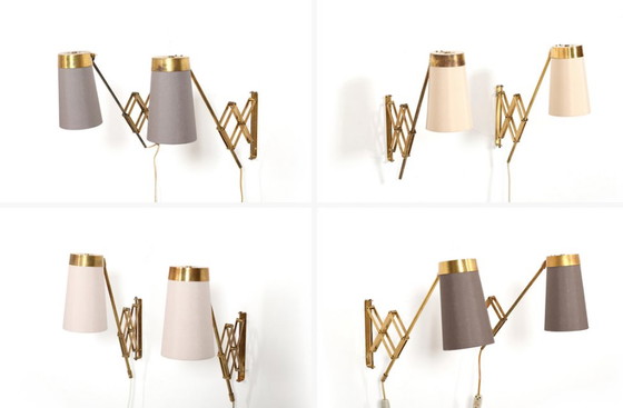 Image 1 of Brass Wall Lamps by Th. Valentiner for Poul Dinesesen, 1950s, Set of 2