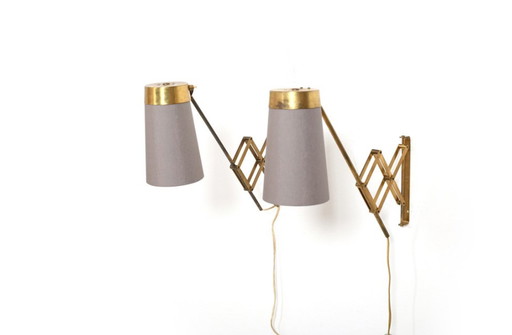 Brass Wall Lamps by Th. Valentiner for Poul Dinesesen, 1950s, Set of 2