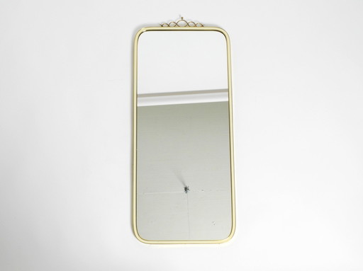 Large Heavy Long Mid Century Brass Wall Mirror By Münchner Zierspiegel