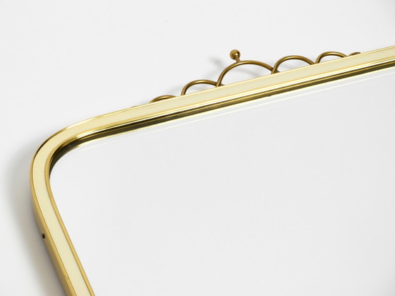 Image 1 of Large Heavy Long Mid Century Brass Wall Mirror By Münchner Zierspiegel