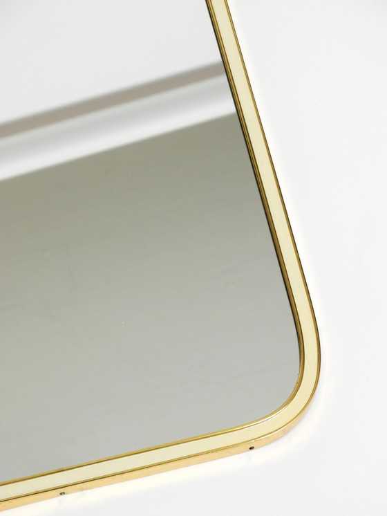 Image 1 of Large Heavy Long Mid Century Brass Wall Mirror By Münchner Zierspiegel