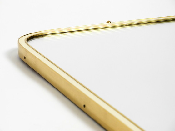 Image 1 of Large Heavy Long Mid Century Brass Wall Mirror By Münchner Zierspiegel