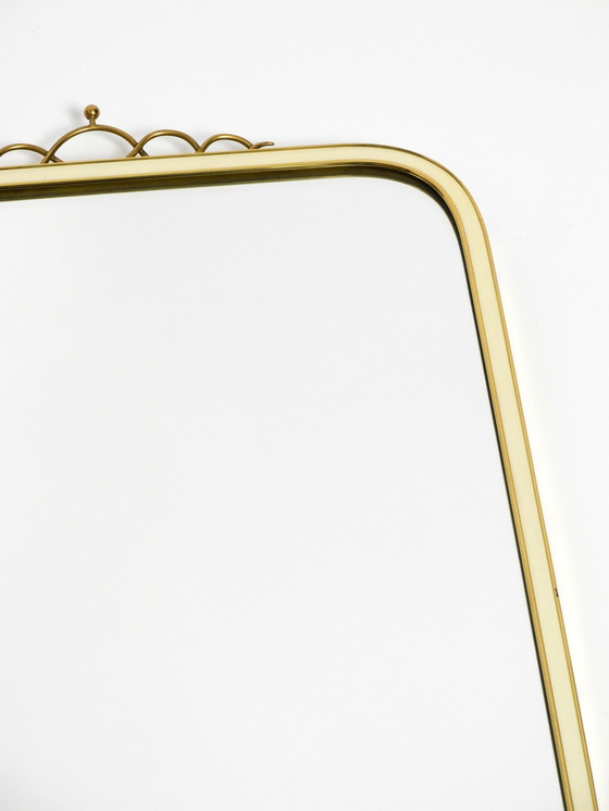 Image 1 of Large Heavy Long Mid Century Brass Wall Mirror By Münchner Zierspiegel