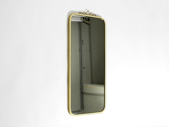 Image 1 of Large Heavy Long Mid Century Brass Wall Mirror By Münchner Zierspiegel