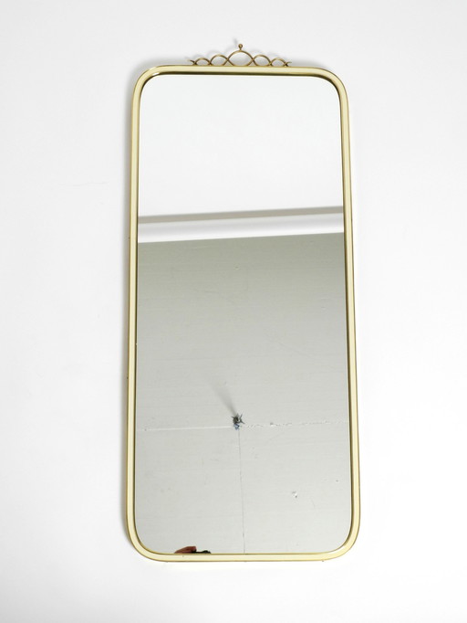 Large Heavy Long Mid Century Brass Wall Mirror By Münchner Zierspiegel