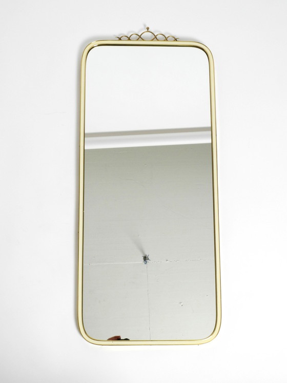 Image 1 of Large Heavy Long Mid Century Brass Wall Mirror By Münchner Zierspiegel