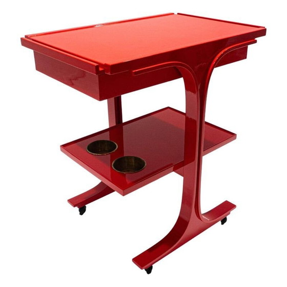 Image 1 of Vintage red service cart by Gianfranco Frattini for Bernini, Italy 1960