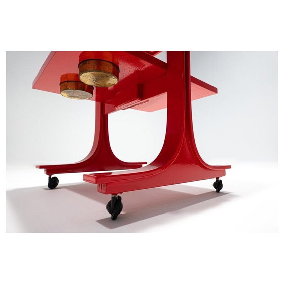 Image 1 of Vintage red service cart by Gianfranco Frattini for Bernini, Italy 1960